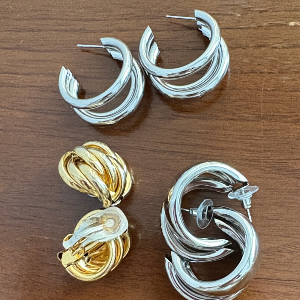 Elegant Silver and Gold Hoop Earrings lot